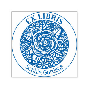 Sello Automático Ex Libris - Dibujo Rosa
