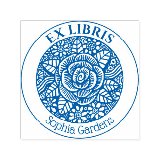 Sello Automático Ex Libris - Dibujo Rosa
