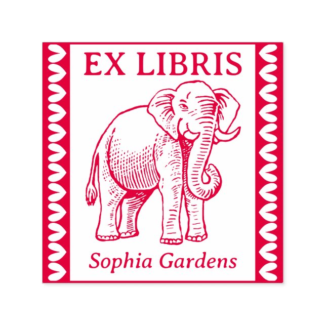 Sello Automático Ex-Libris - Elefante Indio - Borde (Diseño)
