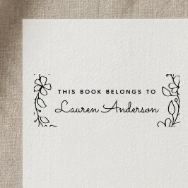 Sello Automático Ex libris floral dibujado a mano