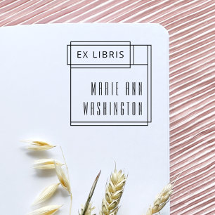 Sello Automático Ex Libris Minimalista Moderno Simple Marca de Libr