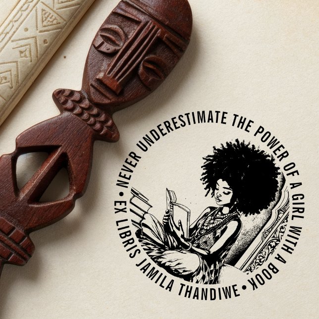 Sello Automático Ex libro de Libris "El poder de un Chica" afroamer (Subido por el creador)