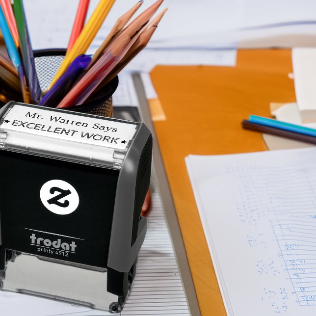 Sello Automático Excelente Trabajo | Profesores Personalizados (Excellent Work | Personalized Teachers Self-inking Stamp)