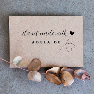 Sello Automático Fabricado a mano con amor Estilo guión y corazón