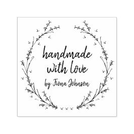 Sello Automático Fabricado a mano con amor Lavender Hearts Wreath