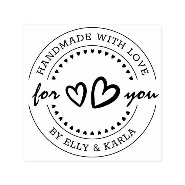 Sello Automático Fabricado a mano con amor Nombre personalizado y r (Diseño)