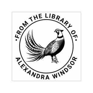 Sello Automático Faisán Antiguo Ave de Caza #2 Nombre del Libro de 