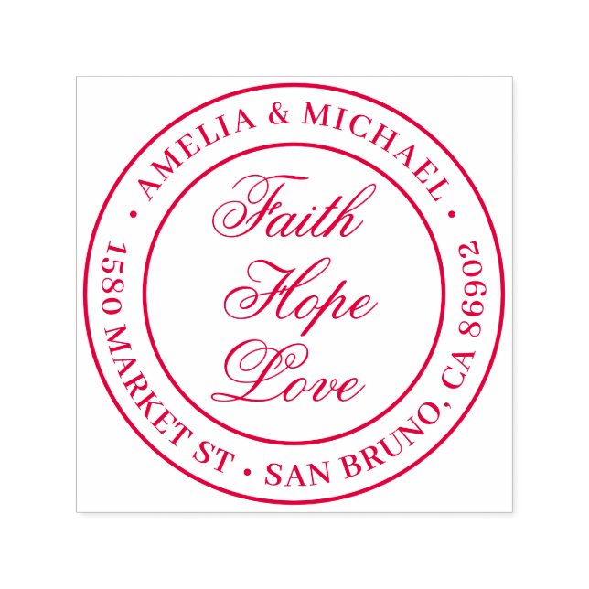 Sello Automático Faith Hope Love | Dirección de devolución de Boda  (Diseño)