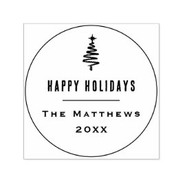 Sello Automático Familia de árboles navideños Feliz Navidad minimal