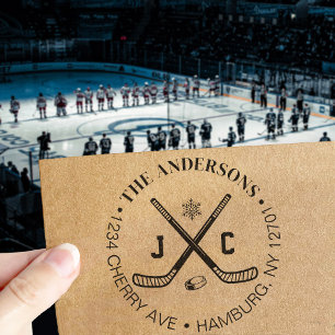Sello Automático Familia de fanáticos del hockey sobre hielo o dire
