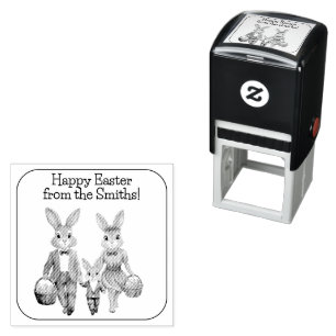 Sello Automático Familia del conejo de Pascua buscando huevos