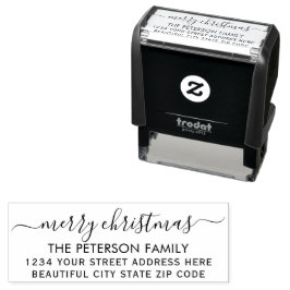Sello Automático Family Merry Christmas Script Return Address Self