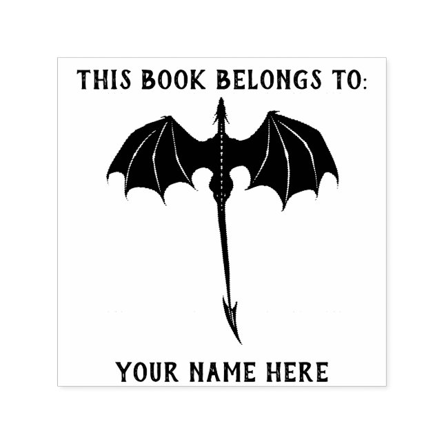 Sello Automático Fantasía del Dragón del Vuelo Tribal Negro (Diseño)