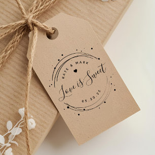 Sello Automático Favor de boda moderno circular Love is Sweet