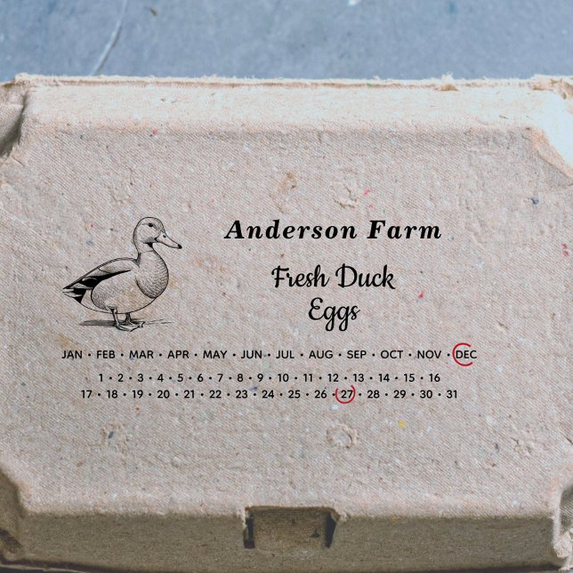 Sello Automático Fecha circundante - Cartón de huevos de pato de la (Encircled Date - Farm Duck Eggs Carton Self-inking Stamp)