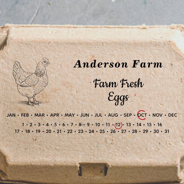 Sello Automático Fecha circundante - Cartón de huevos frescos de gr (Encircled Date - Farm Fresh Eggs Carton Self-inking )
