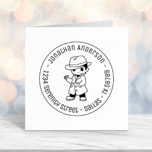 Sello Automático Fedora Gorra Trench Coat Man Dirección de redondeo