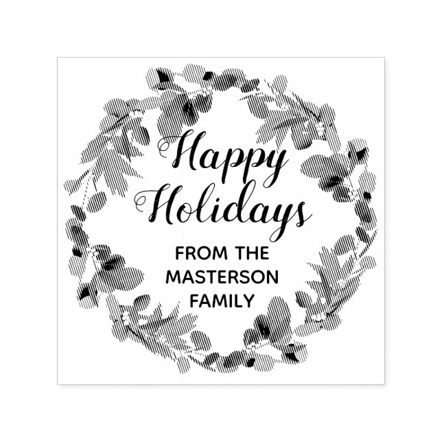 Sello Automático Felices Fiestas Familiares Eucalyptus Wreath (Diseño)