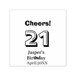 Sello Automático Felicidades 21 cumpleaños nombre en letra negrita