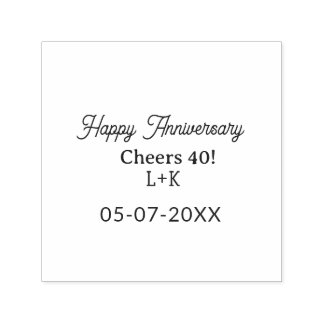 Sello Automático Felicidades 40 feliz aniversario naranja verde nom