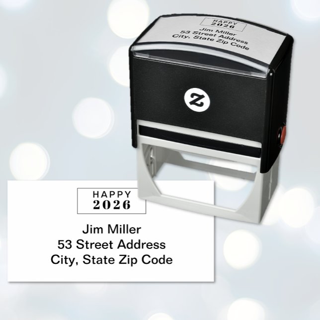 Sello Automático Feliz Año Nuevo (Happy New Year Holiday Self-Inking Stamp)