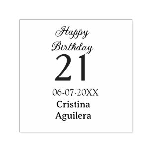 Sello Automático Feliz cumpleaños 21 letra negrita simple nombre mí