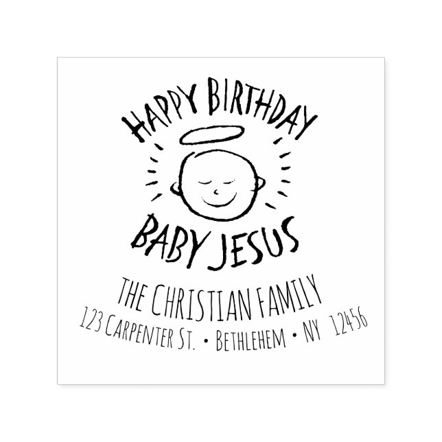 Sello Automático Feliz cumpleaños, niño Jesús - Navidades cristiano (Diseño)