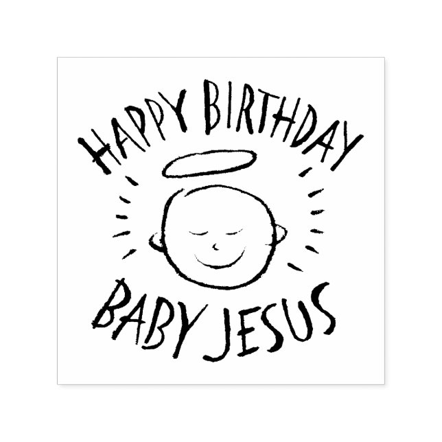 Sello Automático Feliz cumpleaños, niño Jesús - Navidades religioso (Diseño)