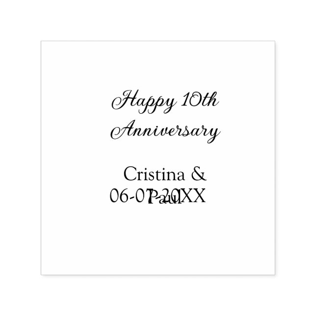 Sello Automático Feliz décimo aniversario simple nombre mínimo de b (Diseño)