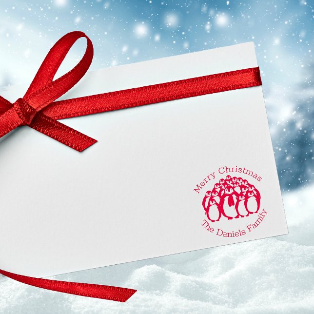 Sello Automático Feliz Estampilla de Navidad en Pingüino (Subido por el creador)