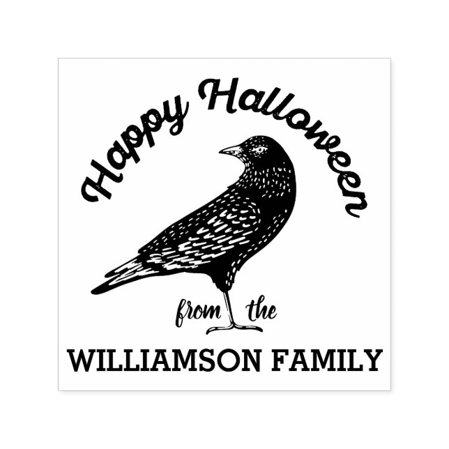 Sello Automático Feliz Halloween Black Crow Bird Halloween (Diseño)