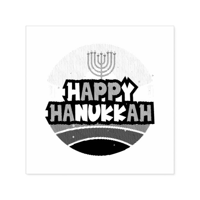 Sello Automático Feliz Hanukkah - Festival de las Luces (Diseño)