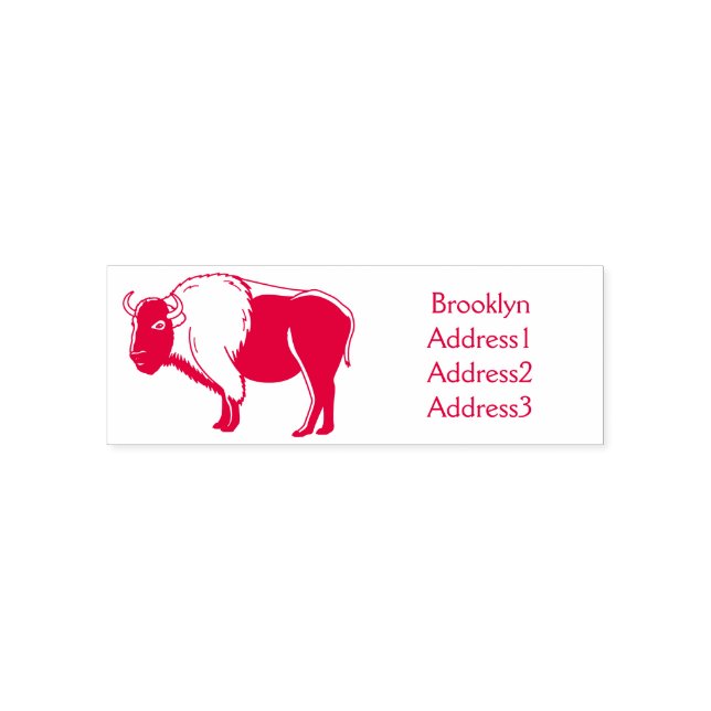 Sello Automático Feliz ilustracion de búfalo de bisonte americano (Diseño)