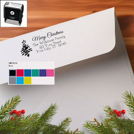 Sello Automático Feliz Navidad Blanco Negro Festividad Moderna