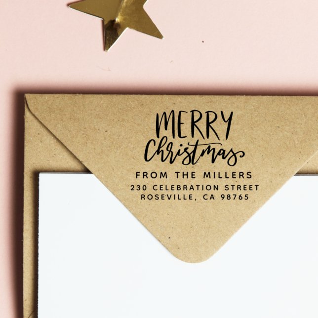 Sello Automático Feliz Navidad desde la dirección de devolución del (Rubber Stamp Mock-up)