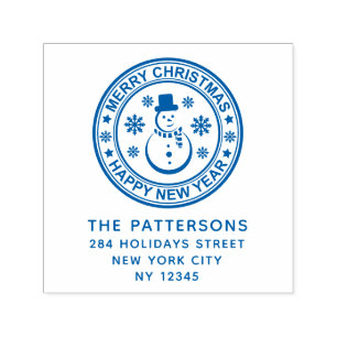 Sello Automático Feliz Navidad Feliz Año Nuevo Dirección de Regreso