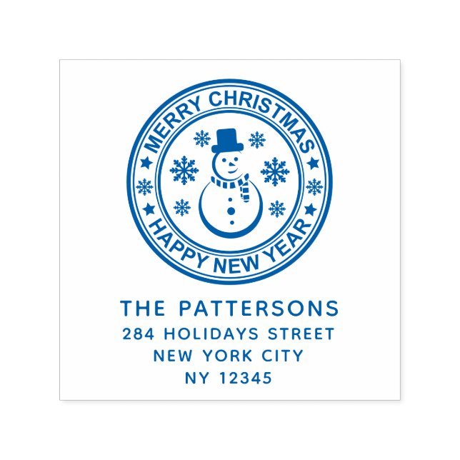 Sello Automático Feliz Navidad Feliz Año Nuevo Dirección de Regreso (Diseño)