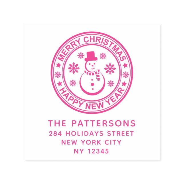 Sello Automático Feliz Navidad Feliz Año Nuevo Dirección de Regreso (Diseño)