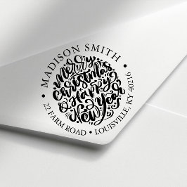 Sello Automático Feliz Navidad Feliz Año Nuevo Feliz Dirección de R