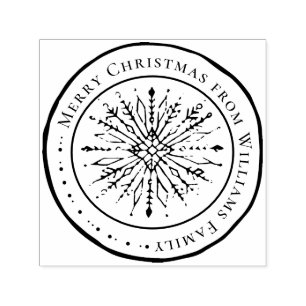 Sello Automático Feliz Navidad Shabby Snowflake Vacaciones en invie