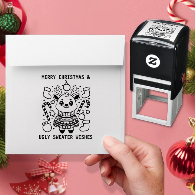 Sello Automático Feliz Navidad y deliciosos deseos de suéter de ren (Subido por el creador)