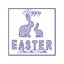 Sello Automático Feliz Pascua - conejos punteados