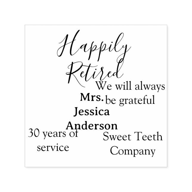 Sello Automático Feliz retiro añadir nombre años de servicio jubila (Diseño)