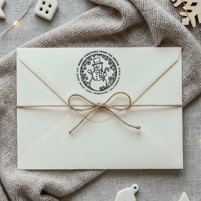 Sello Automático FERRY CHRISTMAS Snowman Family Name Return Address (Subido por el creador)