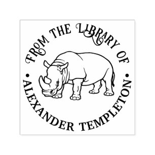 Sello Automático Fierce Rhinoceros Esquema #2 Nombre del Libro de l