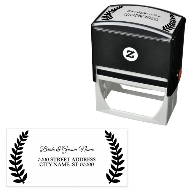 Sello Automático Fiesta de bodas con hojas elegantes (In Situ)