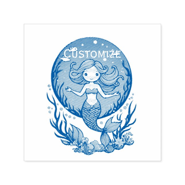 Sello Automático Finge que soy una sirena linda Thunder_Cove (Diseño)