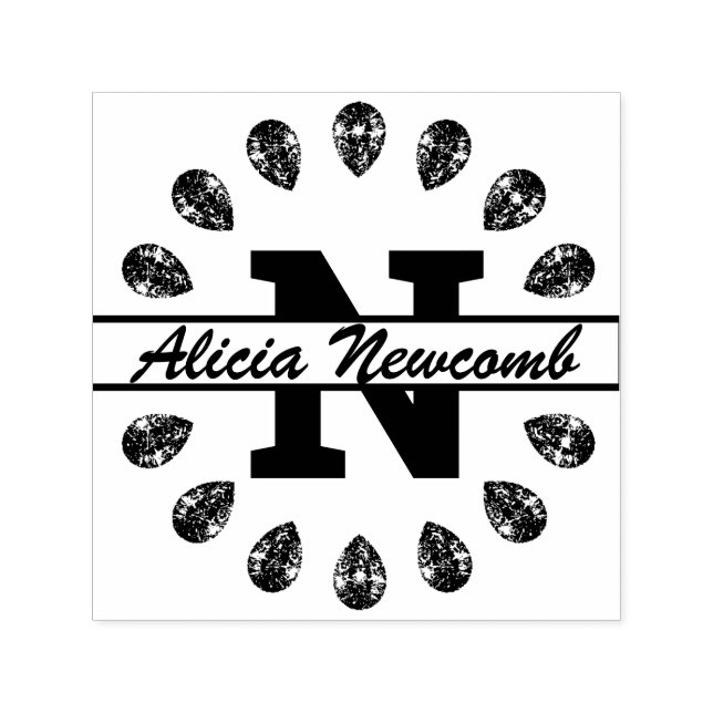 Sello Automático Firma, diamantes y monograma (Diseño)