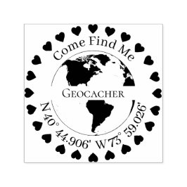 Sello Automático Firma geocacher y coordenadas GPS Corazones