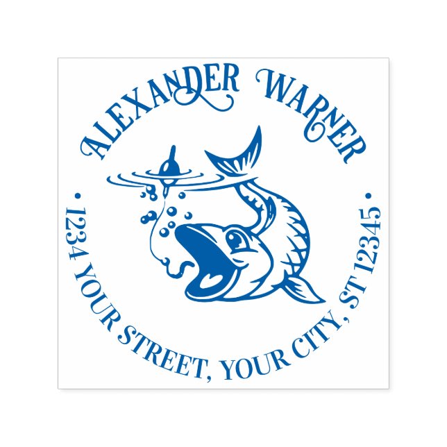 Sello Automático Fish Taking the Bait Name Return Address (Diseño)